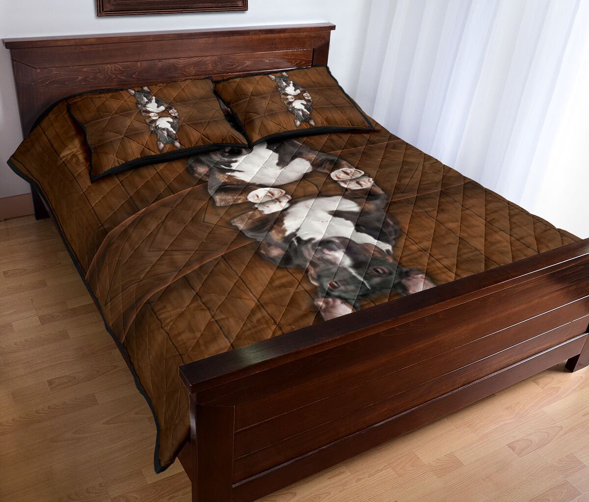 Bull Terrier Dog Quilt Bed Set - Love Quilt Bedding Set