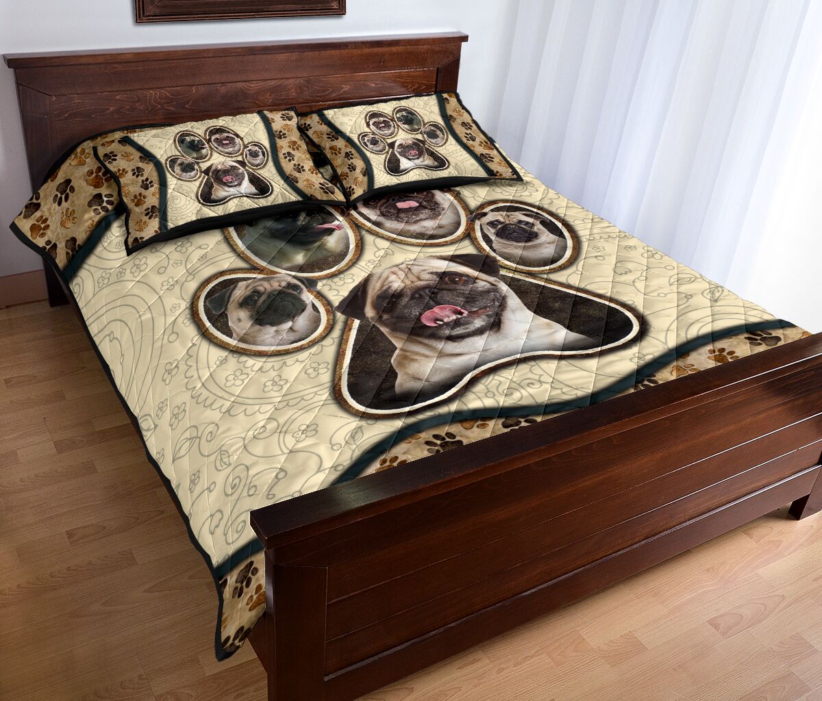 Pug Paw Vintage - Bed Set - Love Quilt Bedding Set