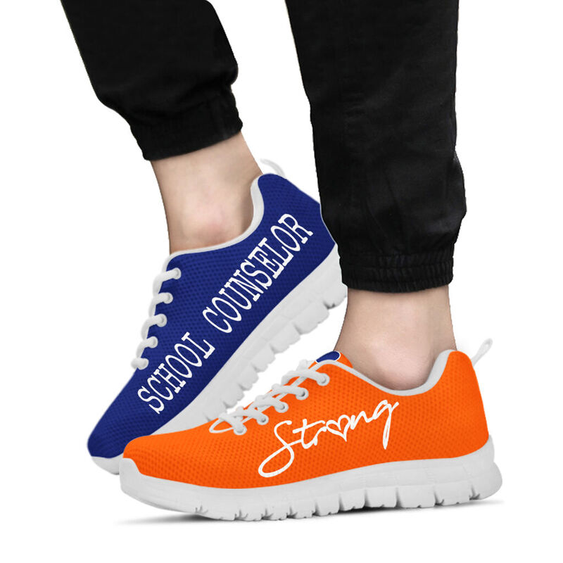 School Counselor Strong Royal Blue Orange Kd Sneakers, Runni- Love Sneakers