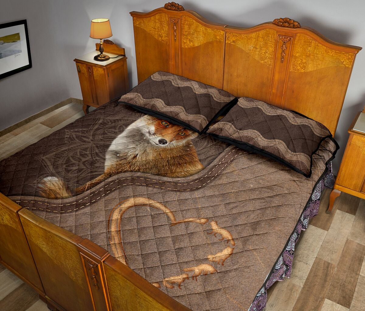 Fox Animal Leather Quilt Bed Set - Love Quilt Bedding Set