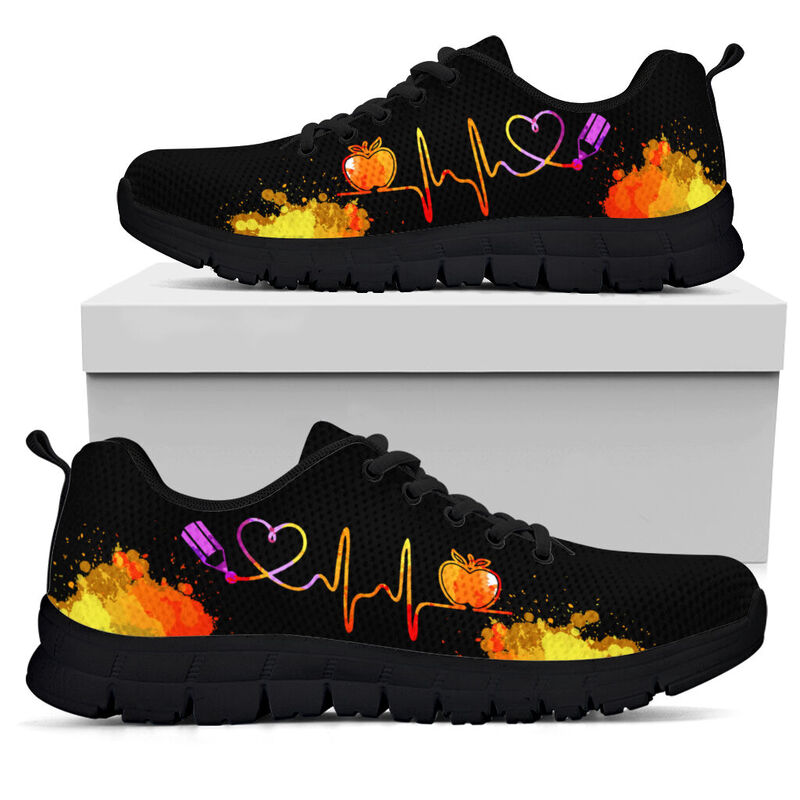 Science Teacher  Art-heartbeat Sneakers, Runni- Love Sneakers