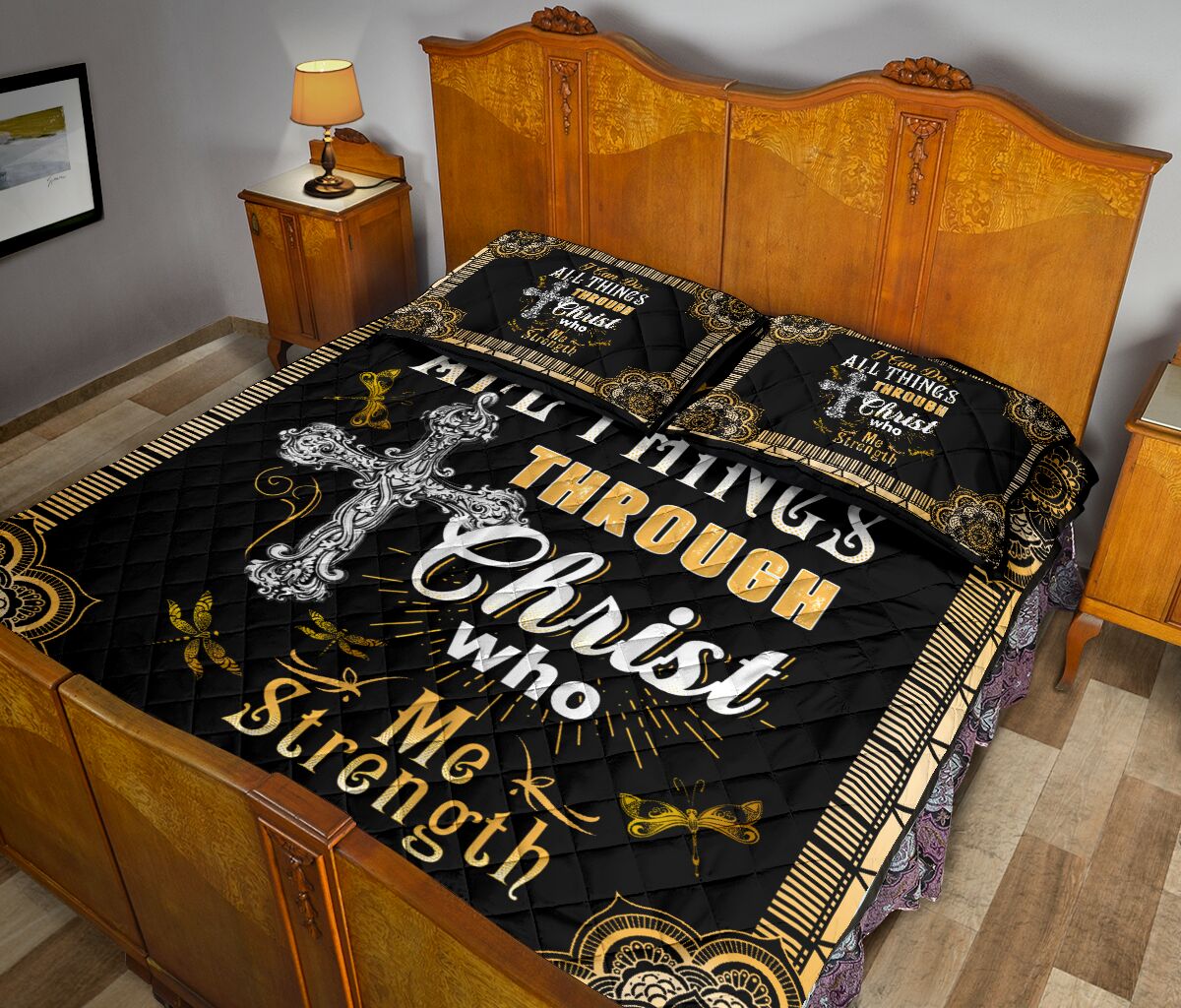 I Can Do All Things Quotes Quilt Bed Set - Love Quilt Bedding Set