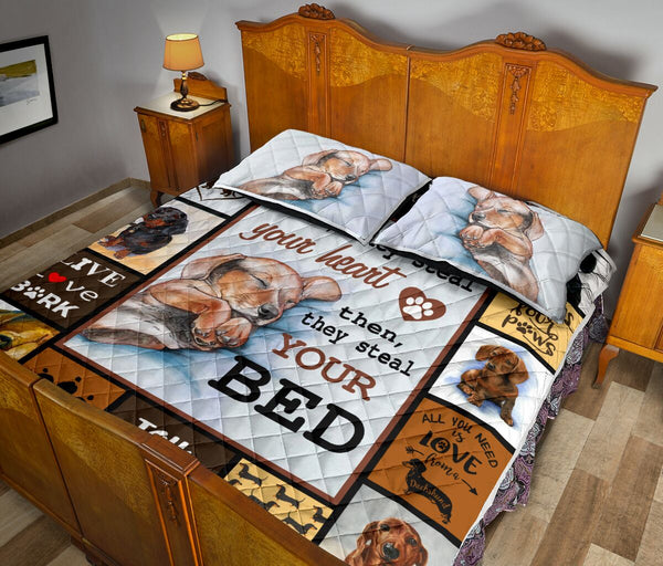 Dachshund Steal Your Heart - Quilt Bed Set - Nnd - Love Quilt Bedding Set