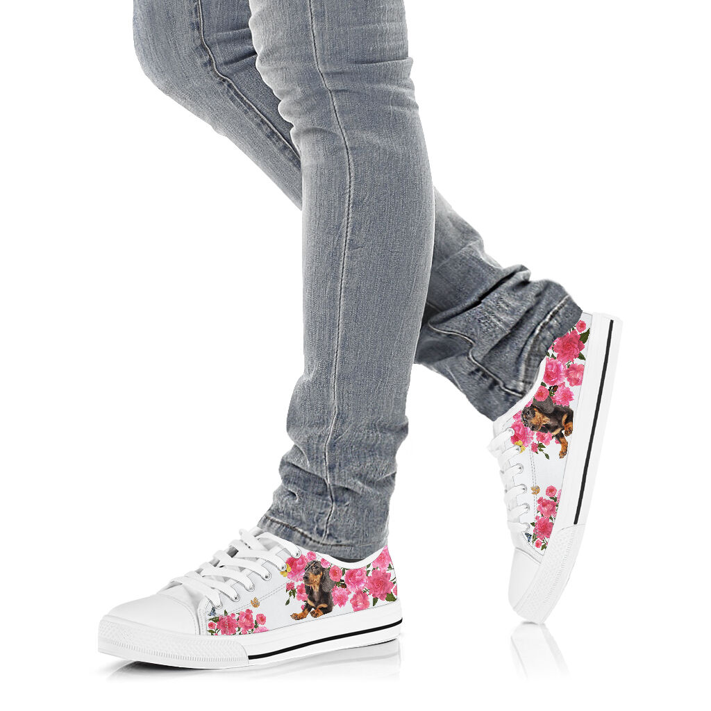 Dachshund And Flowers - Low Top Shoe - Love Love Top Shoes