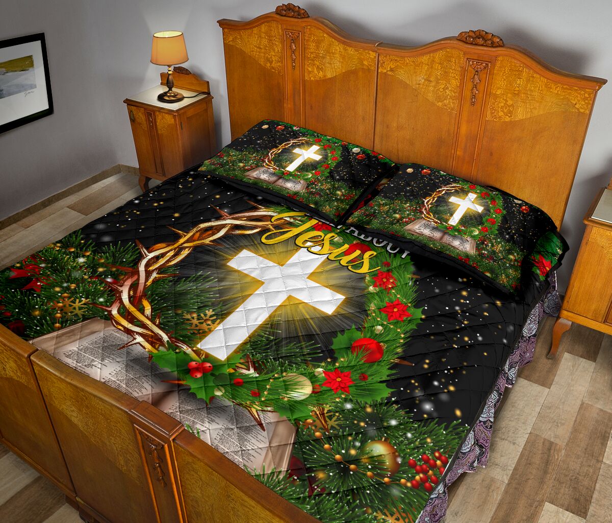 Jesus Christmas Its All About Jesus Quilt Bed Set - Love Quilt Bedding Set