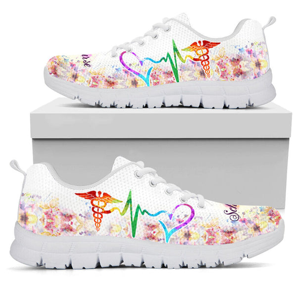 School Nurse Hb Flower Art Shoes Sneakers, Runni- Love Sneakers