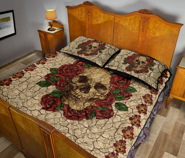 Rose - Skull - Quilt Bed Set 39 - Love Quilt Bedding Set