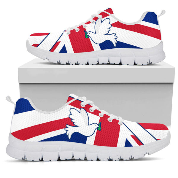 Uk Flag Peace Sneakers, Runni- Love Sneakers