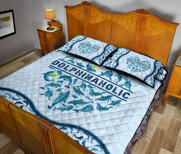 Dolphinaholic Pattern Heart Style Quilt Bed Set - Love Quilt Bedding Set