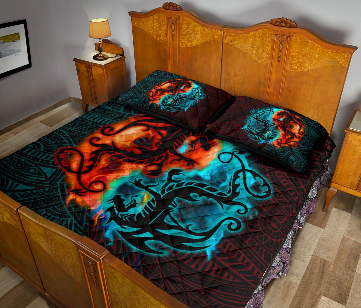 Dragon Tribal Style Quilt Bed Set- Love Quilt Bedding Set