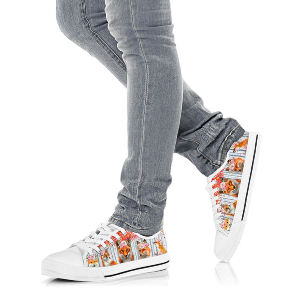 Fox - Flowers - Low Top Shoe - Love Love Top Shoes