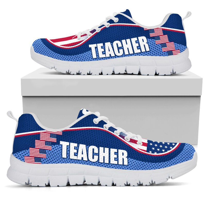 Teacher America Flag Cl Shoes Sneakers, Running Shoes, Shoes For Women, Shoes For Men, Cust- Love Sneakers