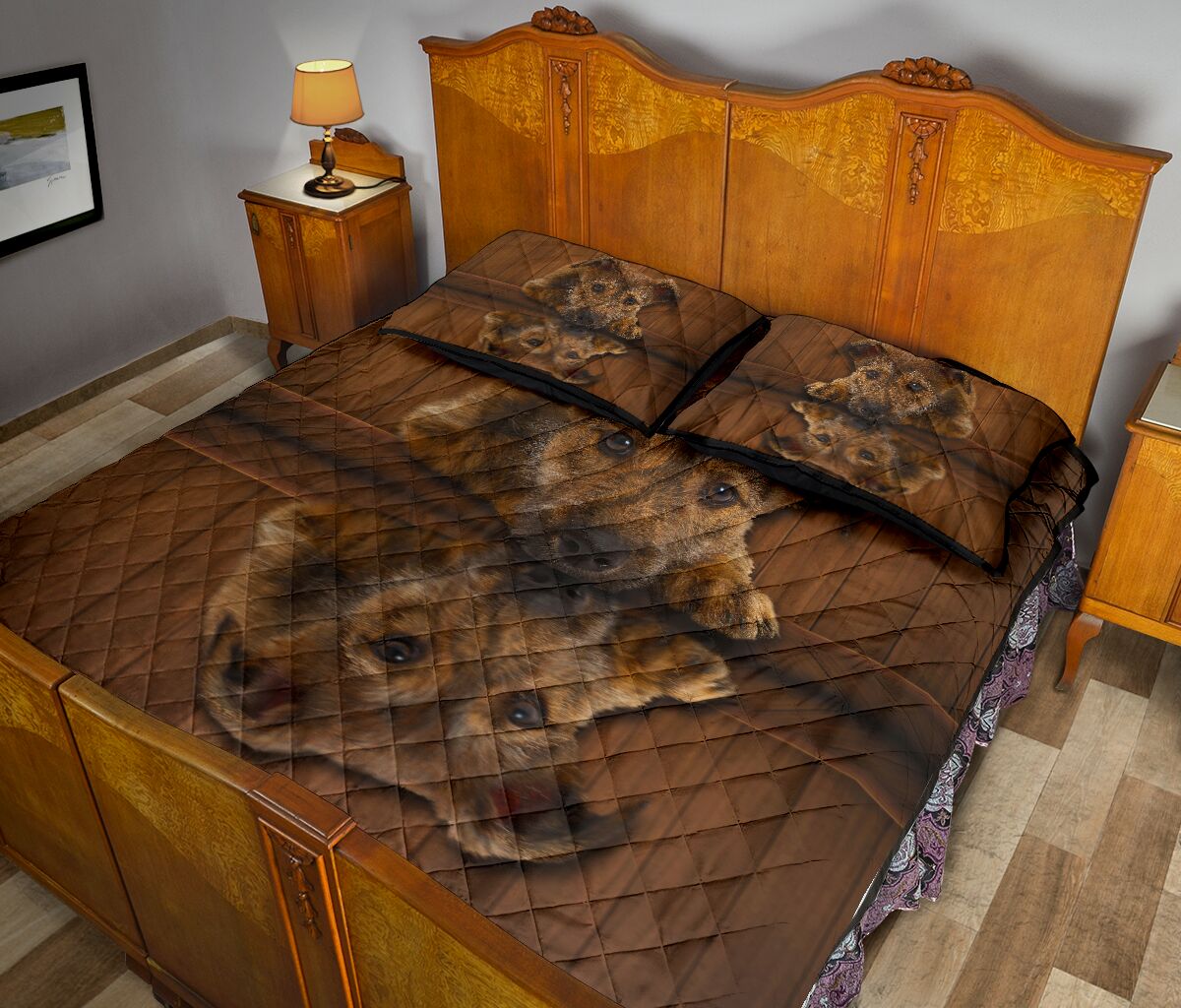 Brindle Lurcher Dog Quilt Bed Set - Love Quilt Bedding Set