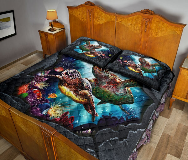 Turtle Art Quilt Bed Set - Love Quilt Bedding Set