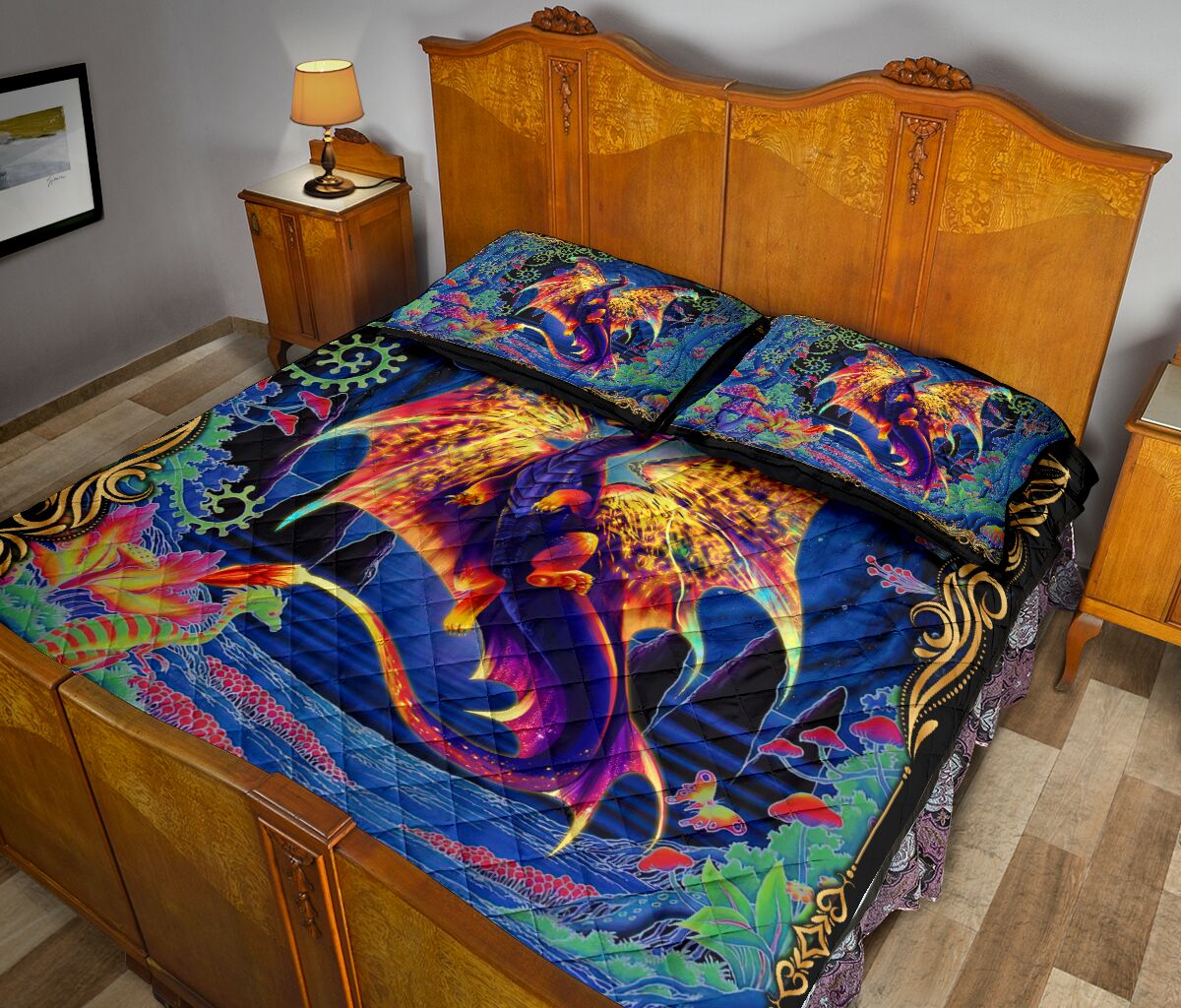 Dragon Color Style Quilt Bed Set - Love Quilt Bedding Set
