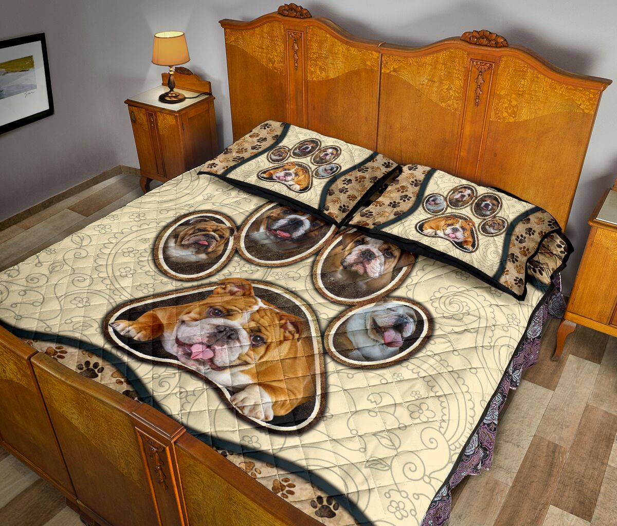 Bulldog Paw Vintage - Bed Set - Love Quilt Bedding Set