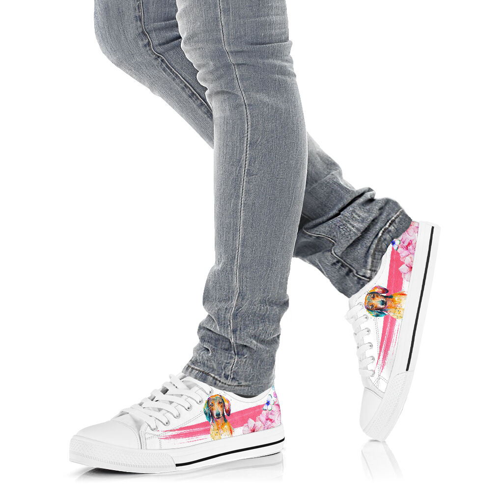 Dachshund Flower Watercolor - Low Top - Da Shoe - Love Love Top Shoes