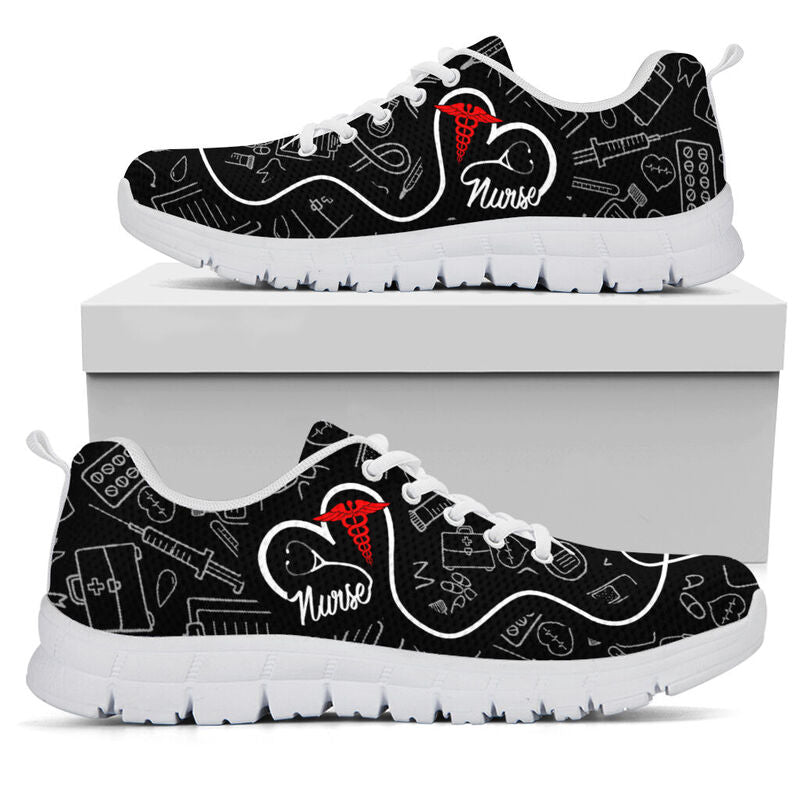 Nurse Heart Shoes Sneakers, Running Shoes, Shoes For Women, Shoes For Men, Custom Shoes, L- Love Sneakers