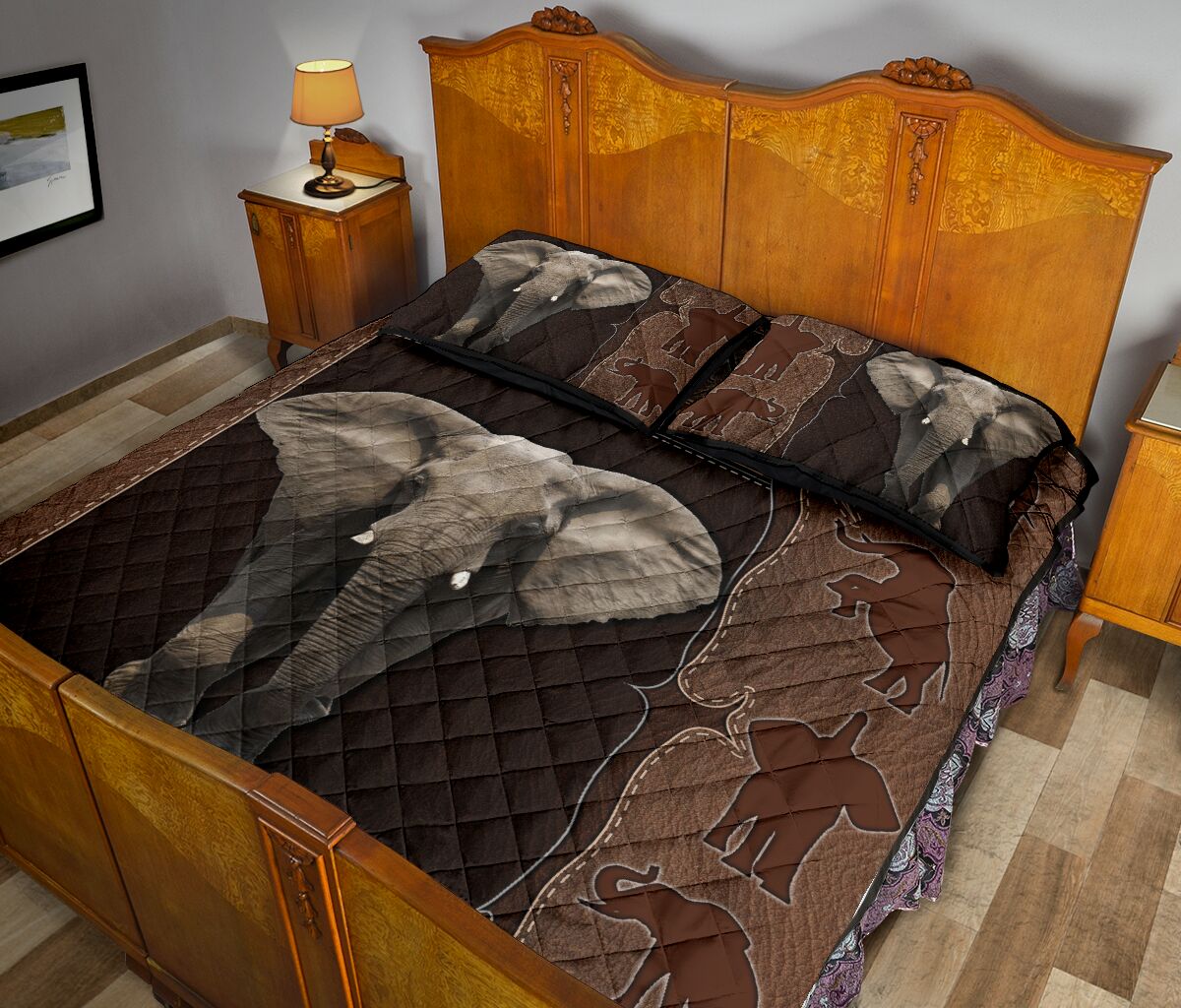 Elephant Leather Style Quilt Bed Set 9- Love Quilt Bedding Set