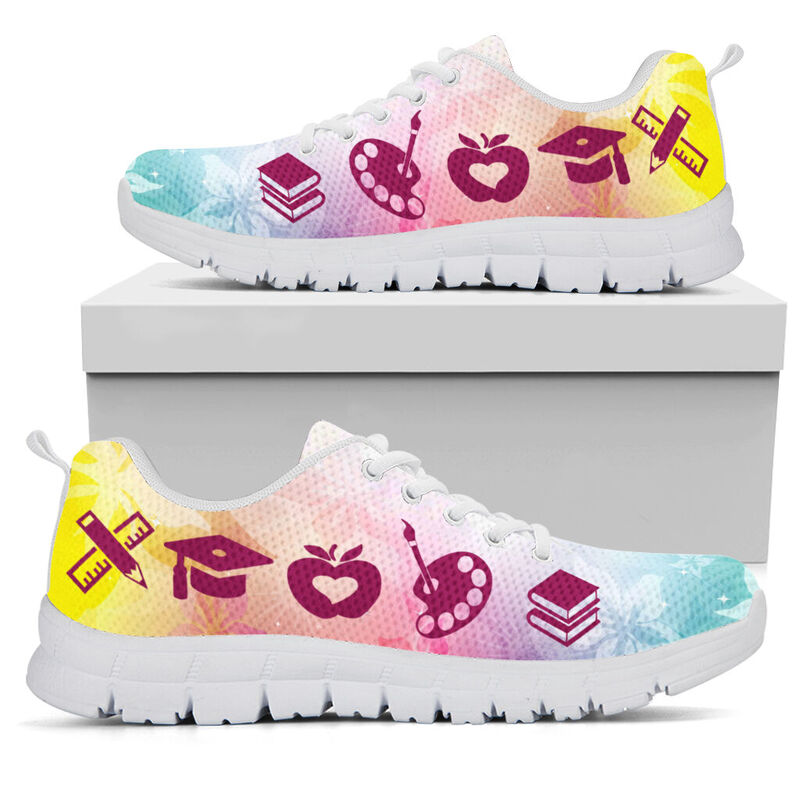 Teacher Flower Vector Sneakers, Running Shoes, Shoes For Women, Shoes For Men, Custom Shoes,- Love Sneakers