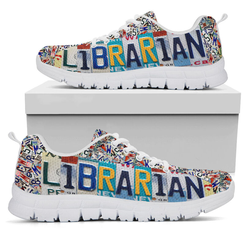 Librarian License Plates Sneakers, Runni- Love Sneakers