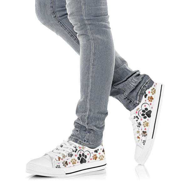 Dog Paw White - Low Top Shoe - Love Love Top Shoes