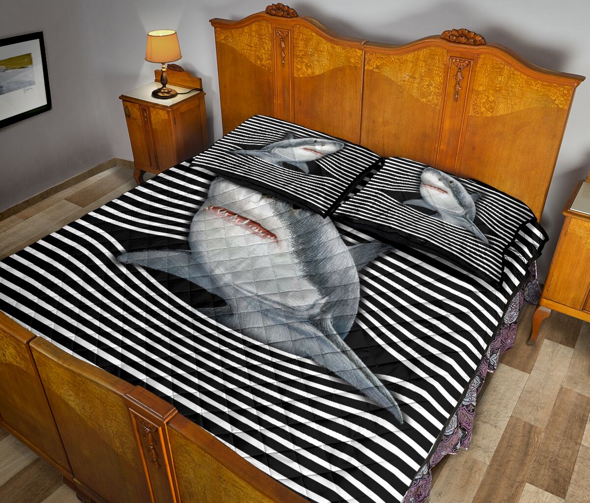 Shark Streaky Style Quilt Bed Set - Love Quilt Bedding Set