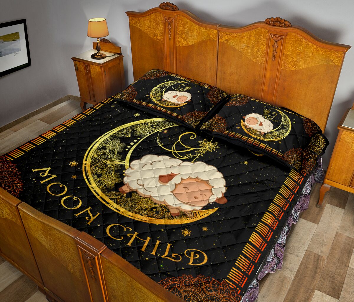 Sheep Stay Wild Moon Child Quilt Bed Set- Love Quilt Bedding Set