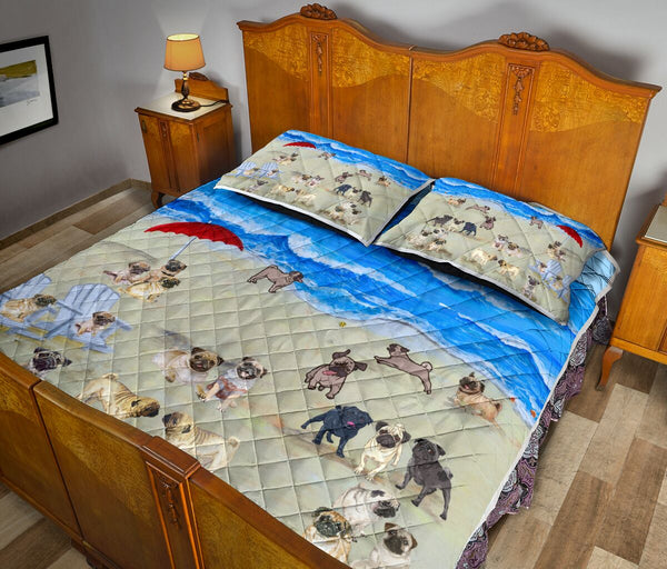 Pug In Beach - Bed Set - Love Quilt Bedding Set