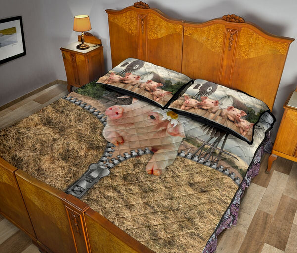 Pig Farm Zipper Open Style Quilt Bed Set - Love Quilt Bedding Set