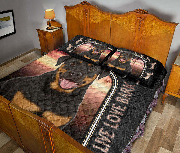 Live Love Bark Rottweiler - Bed Set - Love Quilt Bedding Set