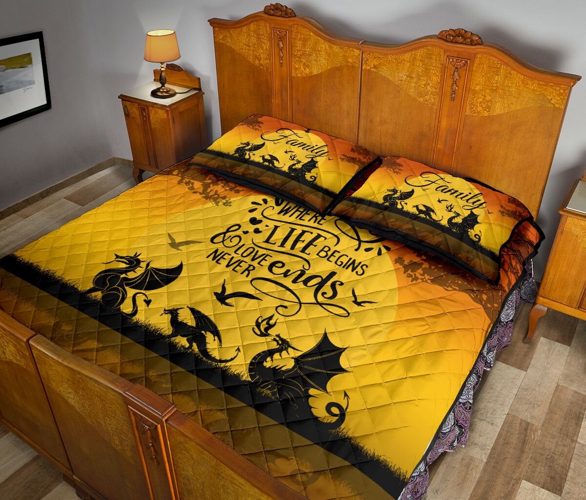 Dragon Family Where Life Begins Quilt Bed Set - Love Quilt Bedding Set