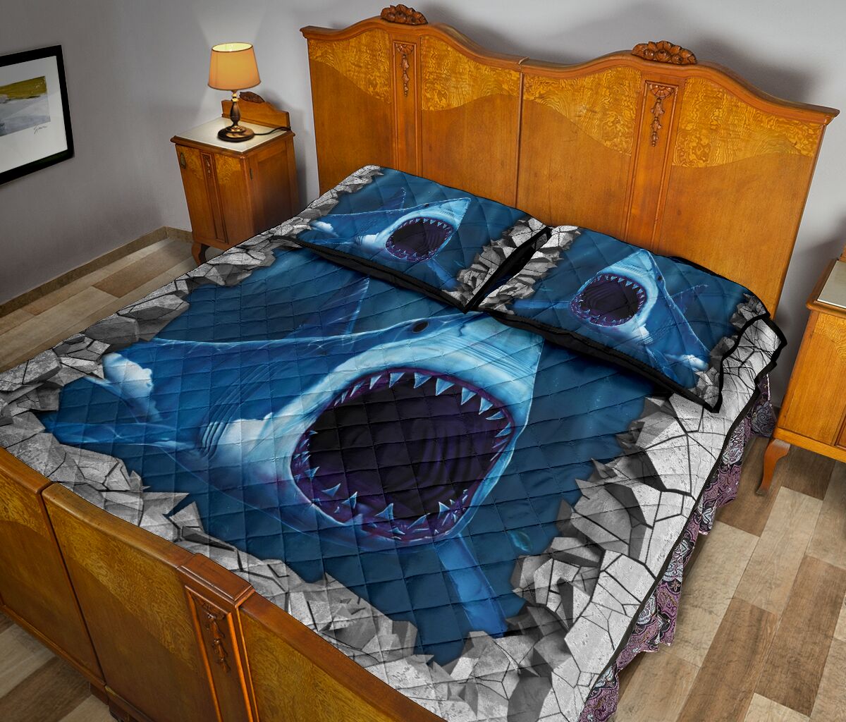 Shark Concrete Broken Quilt Bed Set - Love Quilt Bedding Set