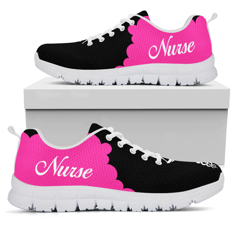 Nurse Cl- Pink Black Sneakers, Running Shoes, Shoes For Women, Shoes For Men, Custom Shoes,- Love Sneakers