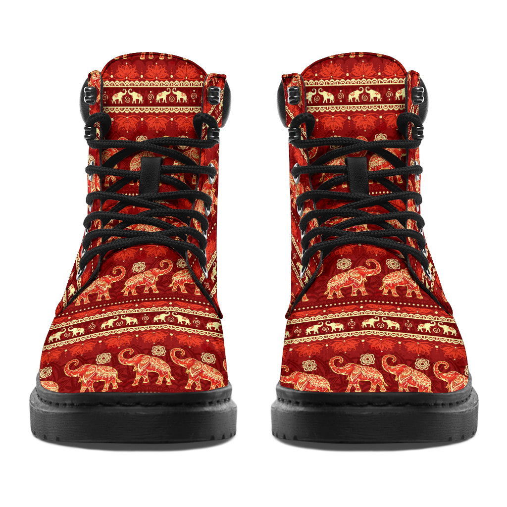 Elephant Seamless Pattern Boots- Love All Season Boots