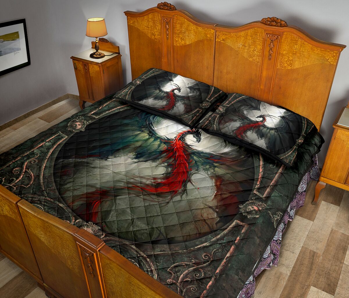 Dragon Art Style Quilt Bed Set 8- Love Quilt Bedding Set