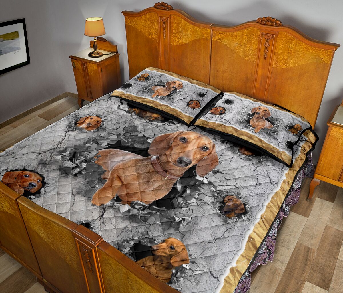 Dachshund Broken Hole - Bed Set - Love Quilt Bedding Set