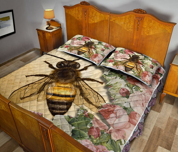 Bee Flower Tear Quilt Bed Set - Love Quilt Bedding Set