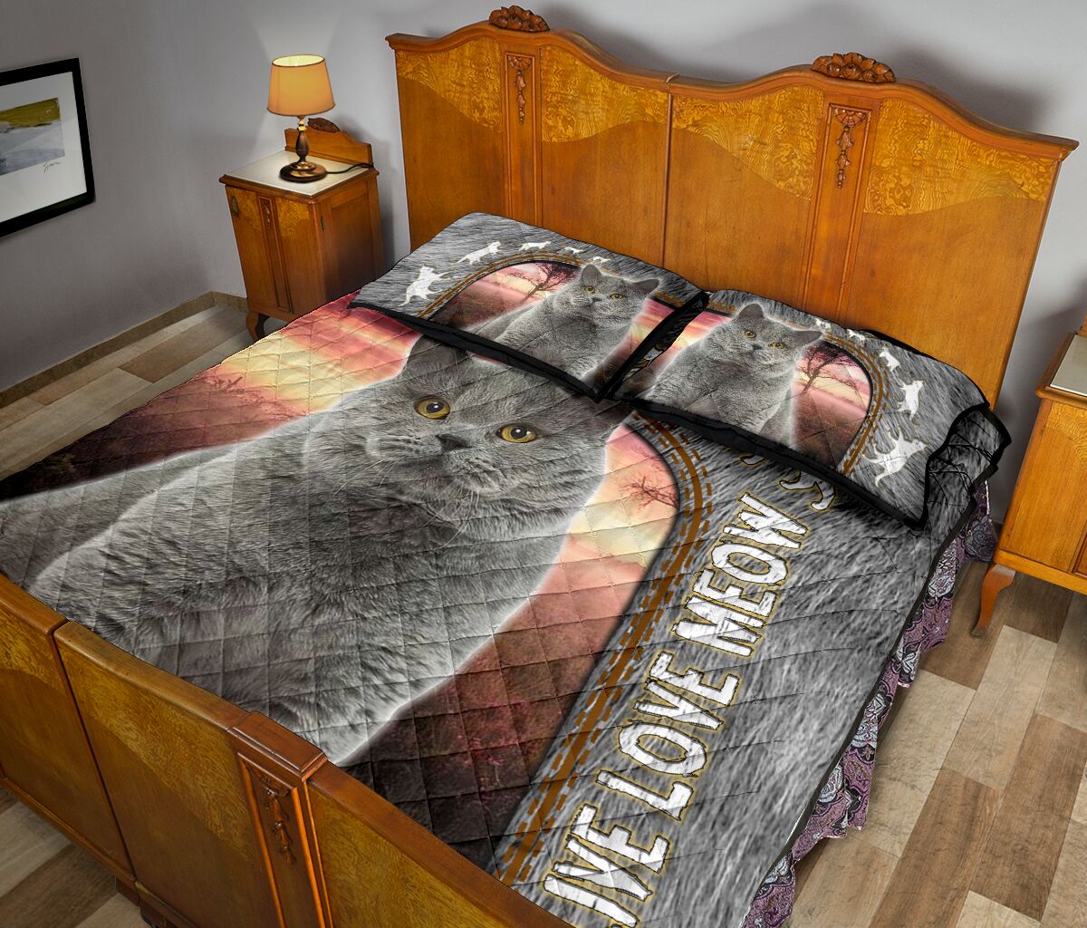 Live Love Meow - Bed Set - Love Quilt Bedding Set