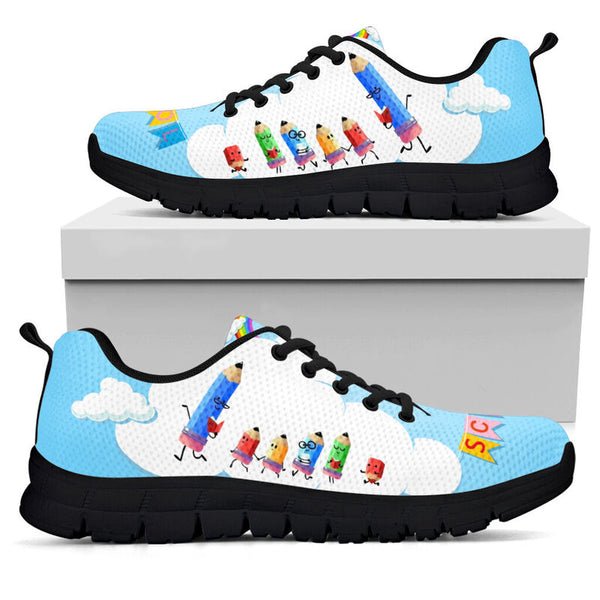 Secretary School Pencil Shoes Sneakers, Runni- Love Sneakers
