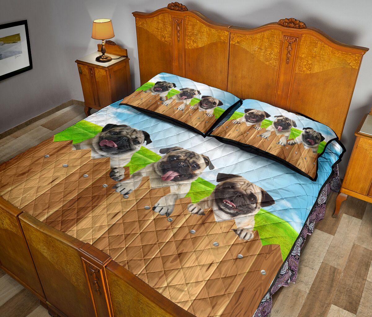 Pug Fence - Bed Set - Love Quilt Bedding Set