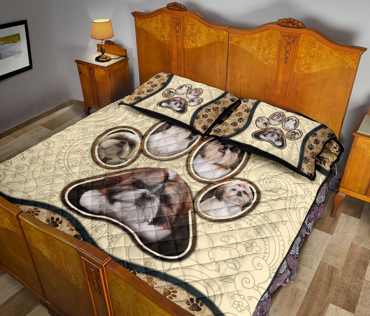 Shih Tzu Paw Vintage - Bed Set - Love Quilt Bedding Set