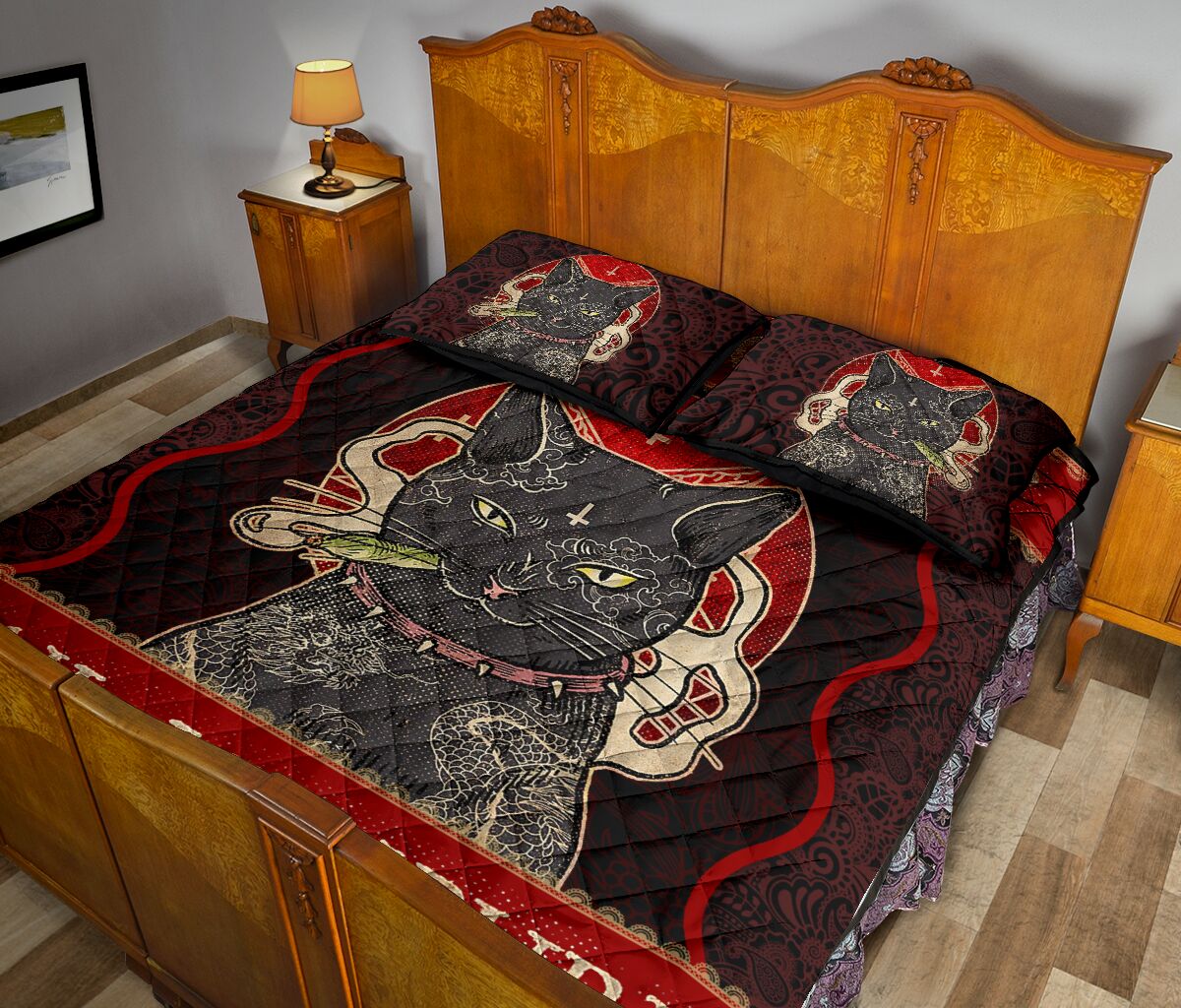 Quilt Bed Set - Black Cat - Smoke 25 - Love Quilt Bedding Set