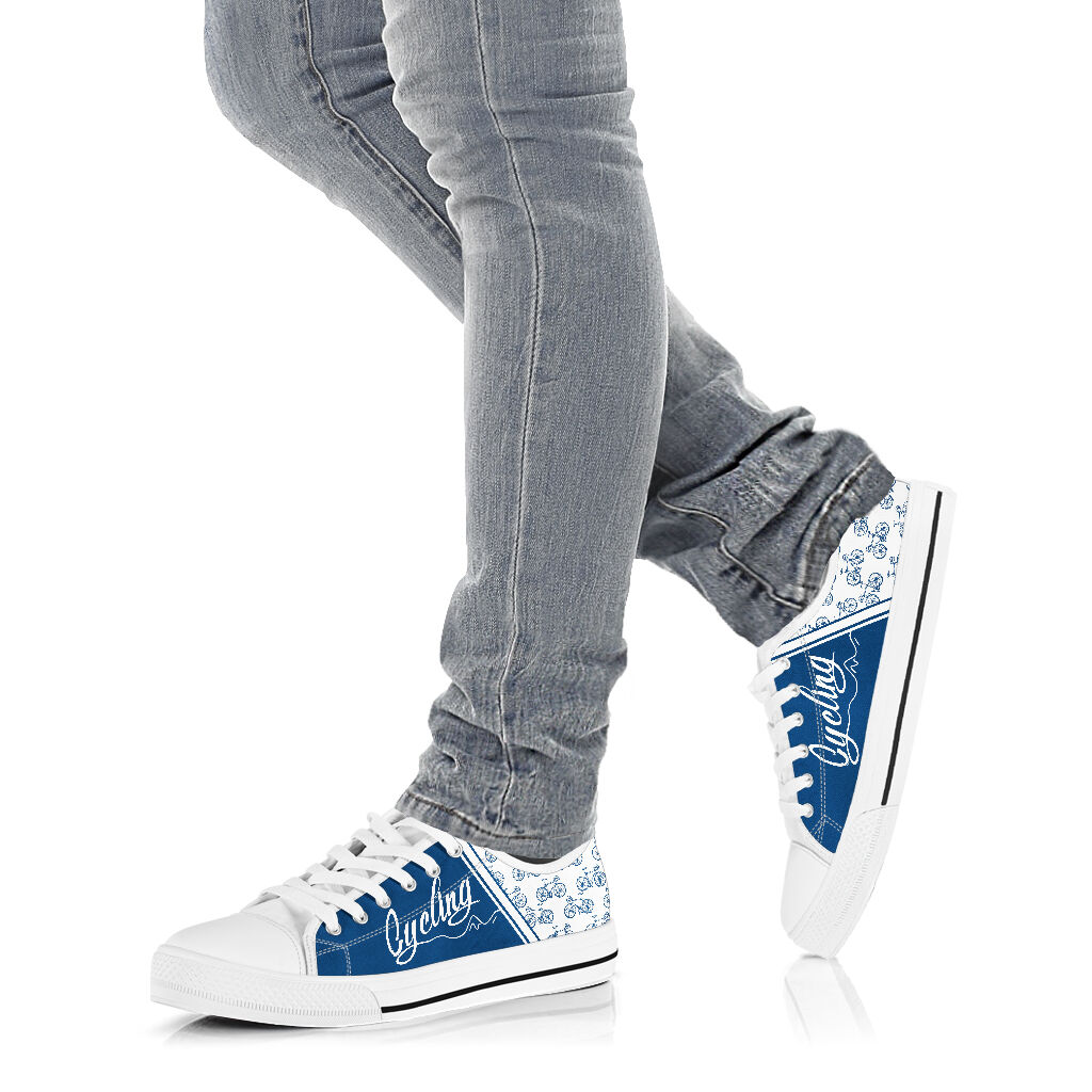 Cycling Blue Pattern- Low Top Shoe - Love Love Top Shoes