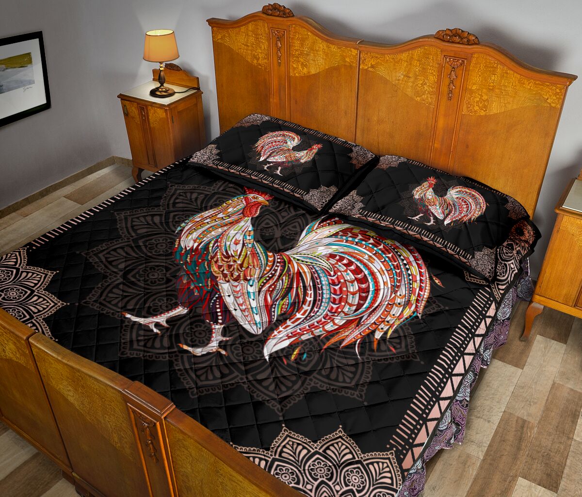 Cock Quilt Bed Set 4 - Love Quilt Bedding Set
