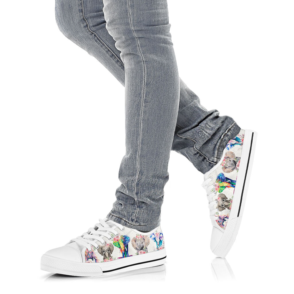 Elephant - Flowers - Low Top Shoe - Love Love Top Shoes