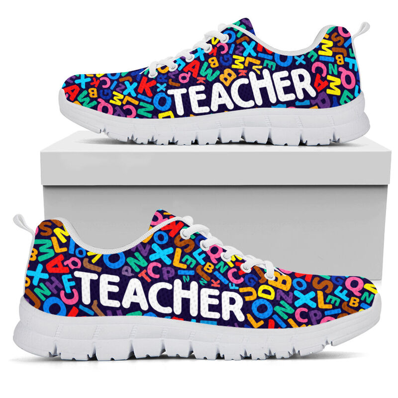 Teacher Abc Pattern Shoes Sneakers, Running Shoes, Shoes For Women, Shoes For Men, Custom Sh- Love Sneakers
