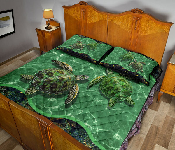 Turtle Mandala Style Quilt Bed Set 5- Love Quilt Bedding Set