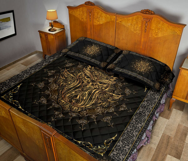 Owl Gold Quilt Bed Set - Love Quilt Bedding Set