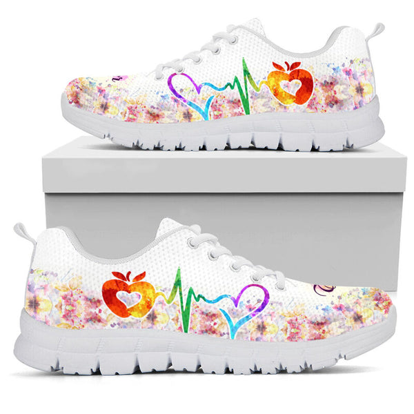 Teacher Hb Flower Art Shoes Sneakers, Running Shoes, Shoes For Women, Shoes For Men, Custom - Love Sneakers